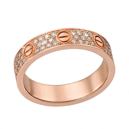 18K Yellow Gold Pavé Diamond Screw Motif Band