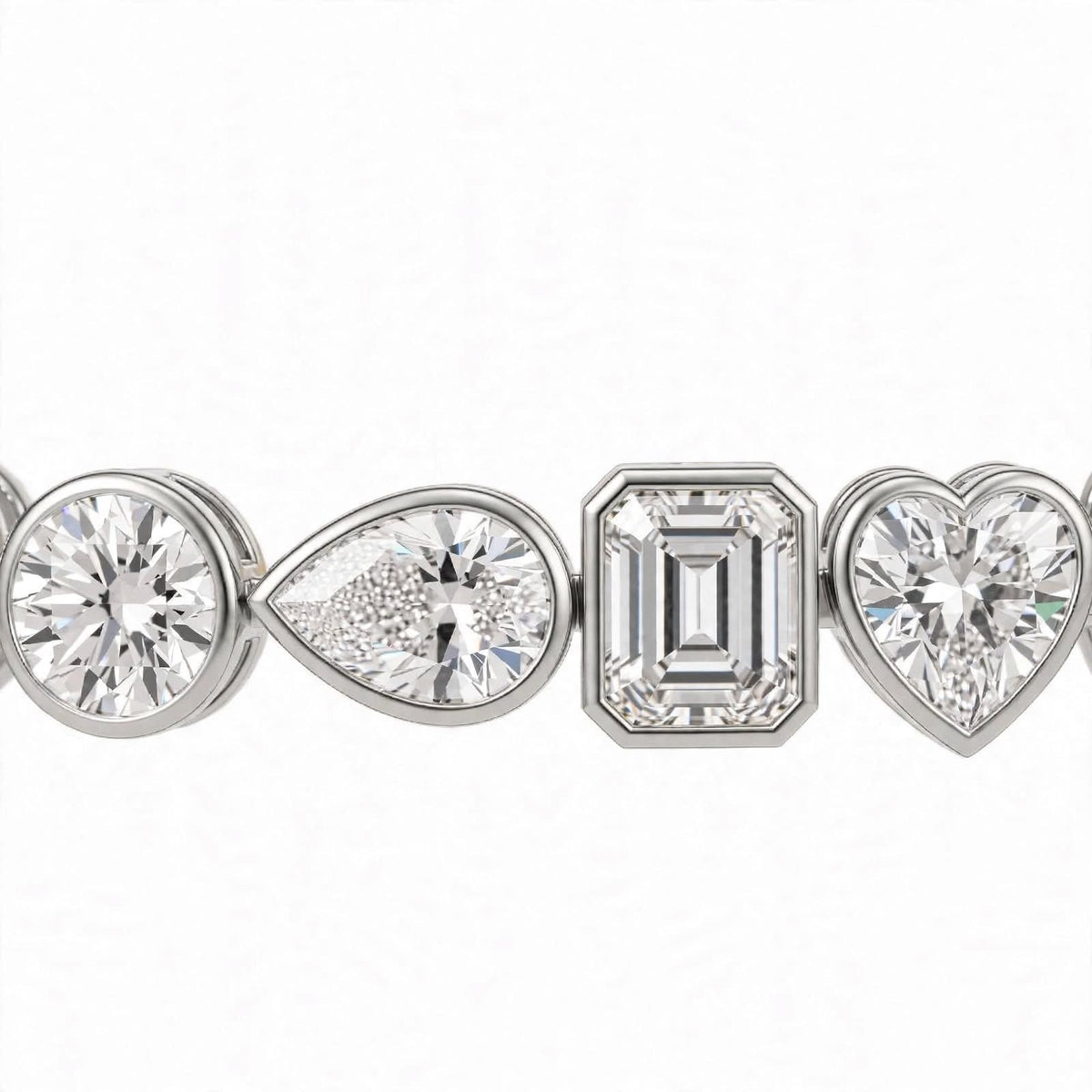 14K Yellow Gold Multi-Shape Bezel-Set Diamond Tennis Bracelet