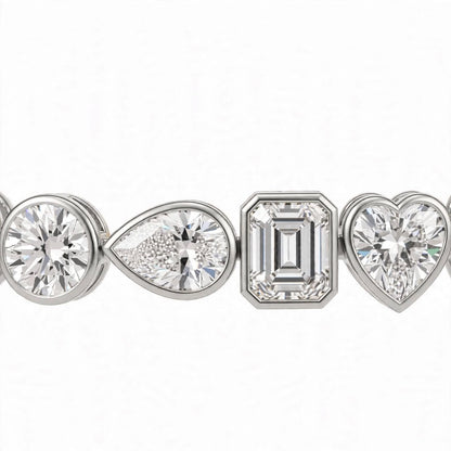 14K Yellow Gold Multi-Shape Bezel-Set Diamond Tennis Bracelet