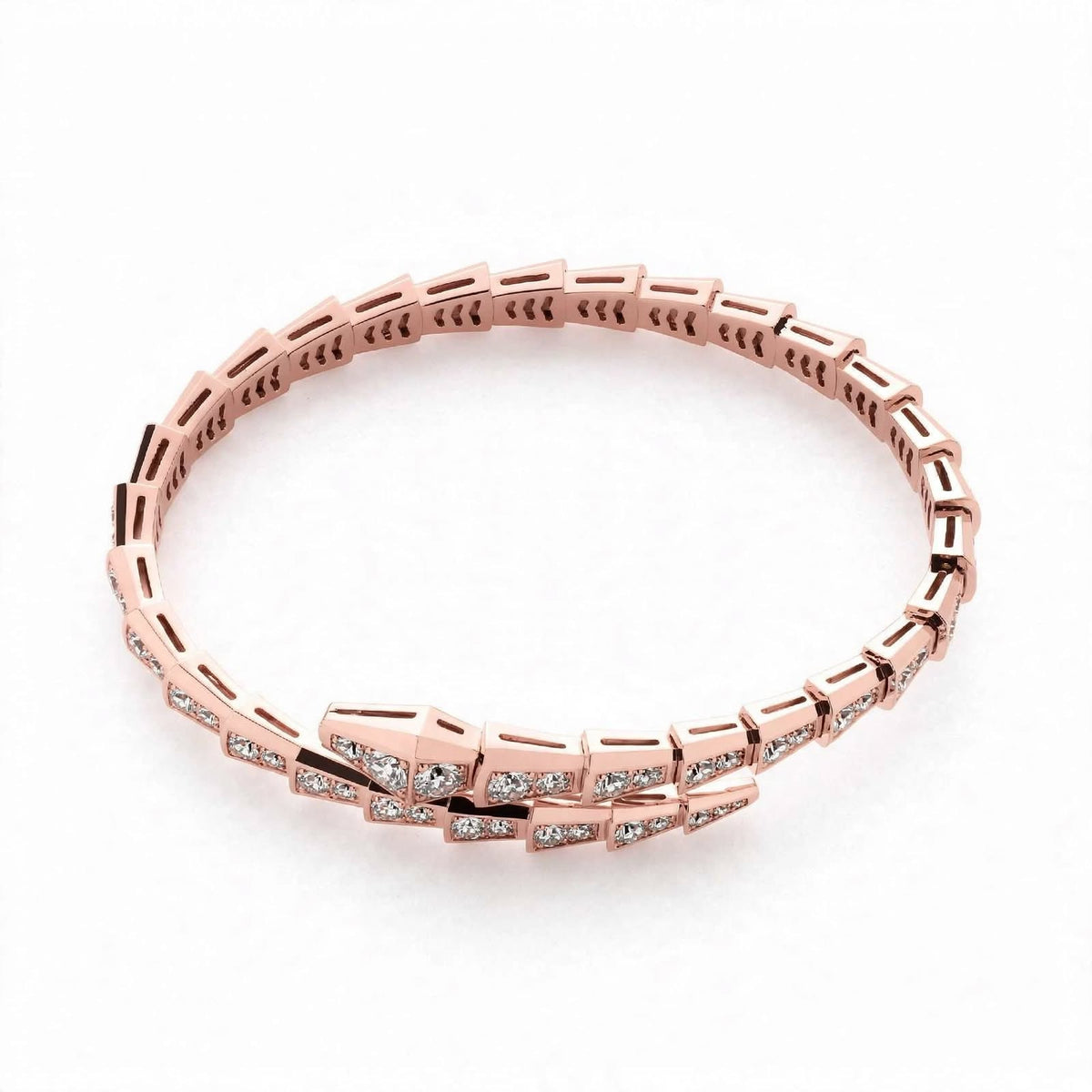 Handmade 18K White Gold Plated Silver Snake Bangle