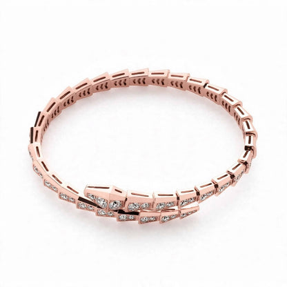 Handmade 18K White Gold Plated Silver Snake Bangle
