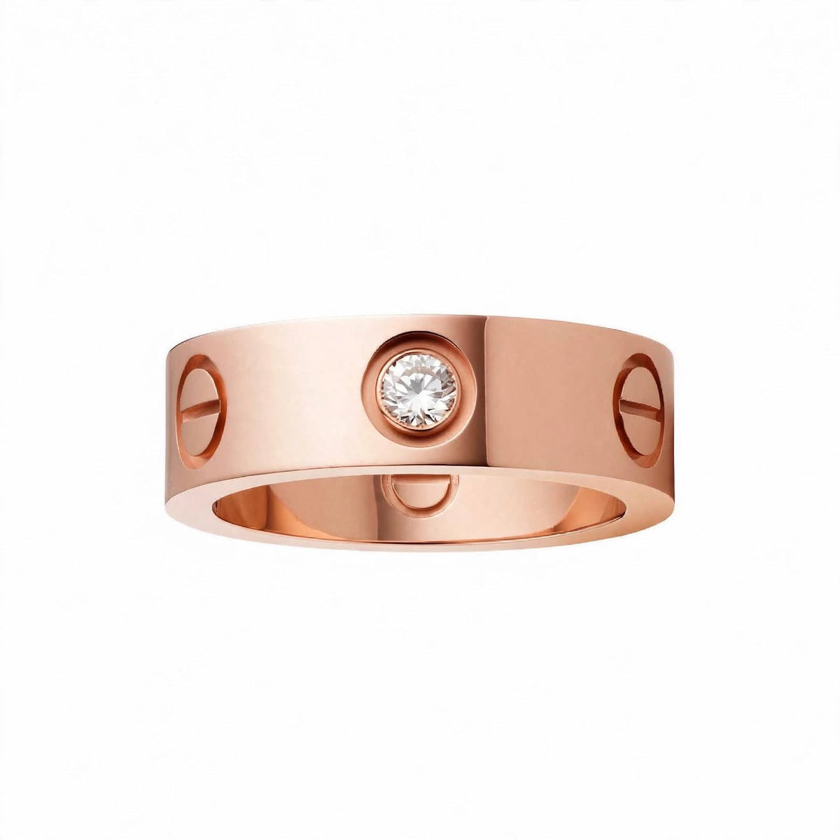 14K Yellow Gold Screw Motif Diamond Band Ring