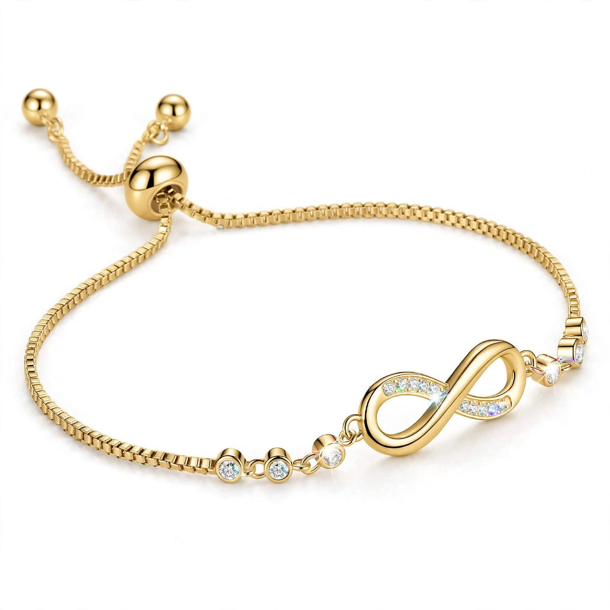 18K Rose Gold Plated Infinity Bolo Bracelet With Lab-Grown Diamonds