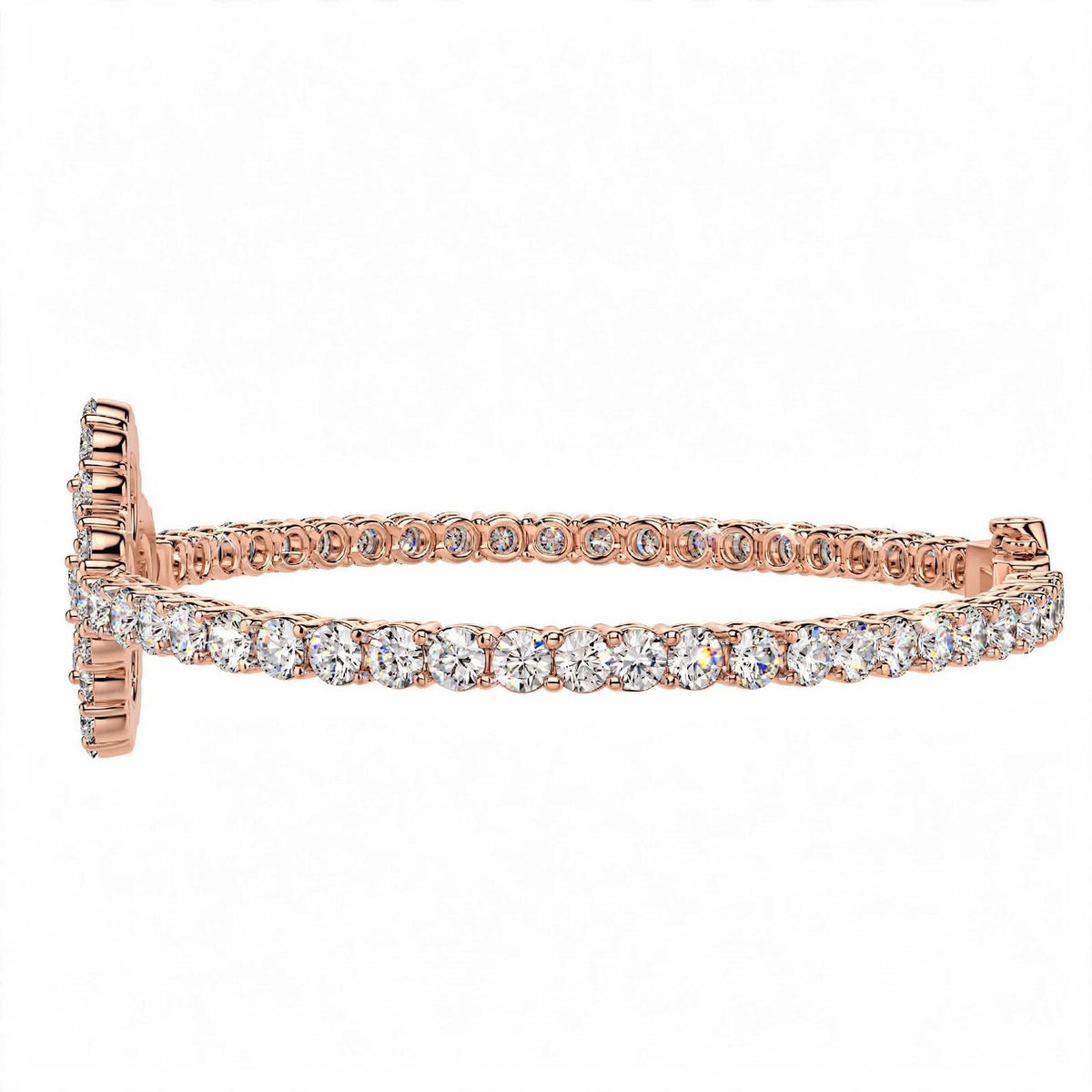 18K White Gold Pear and Round Cut Diamond Clover Charm Tennis Bracelet