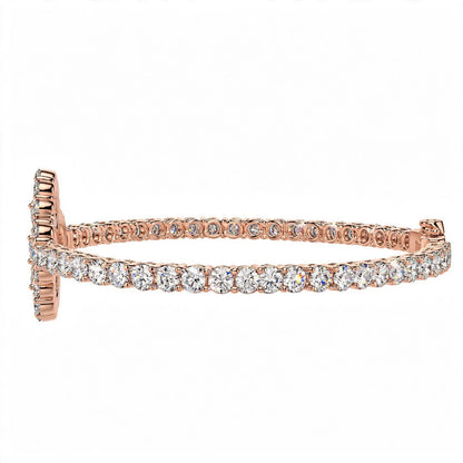 18K White Gold Pear and Round Cut Diamond Clover Charm Tennis Bracelet