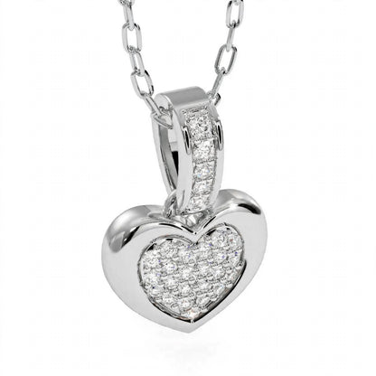 14K Yellow Gold Pavé Diamond Heart Pendant Necklace
