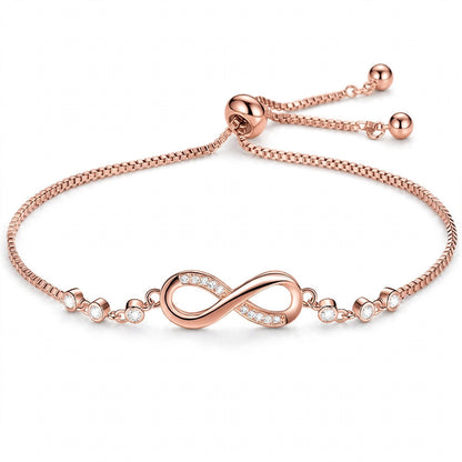 18K Rose Gold Plated Infinity Bolo Bracelet With Lab-Grown Diamonds