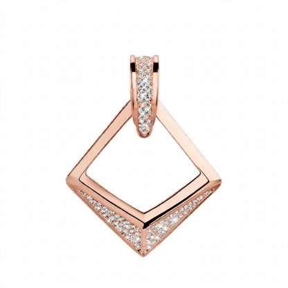 18K Rose Gold Modern Geometric Open Rhombus Diamond Pendant