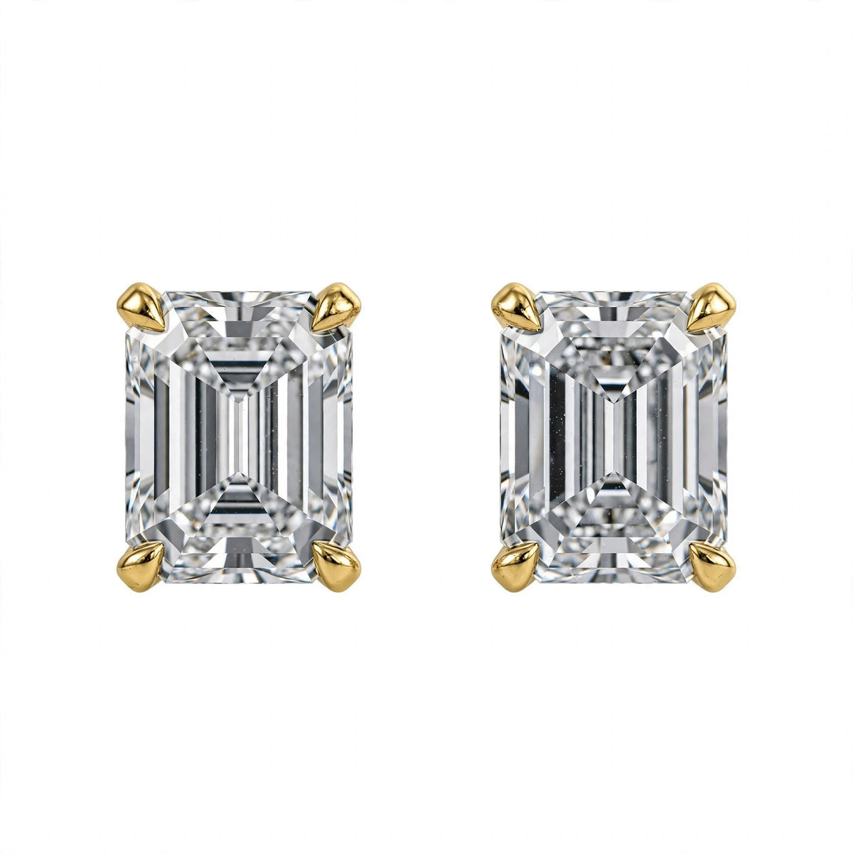 14K White Gold Emerald-Cut Solitaire Stud Earrings