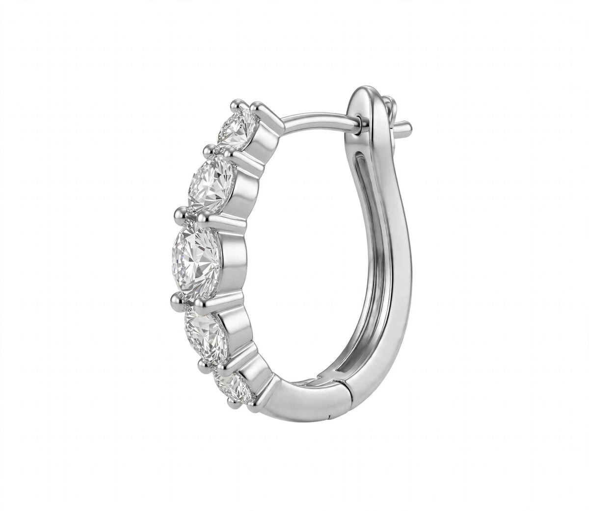 14K Yellow Gold Graduated Diamond Hoop Earrings