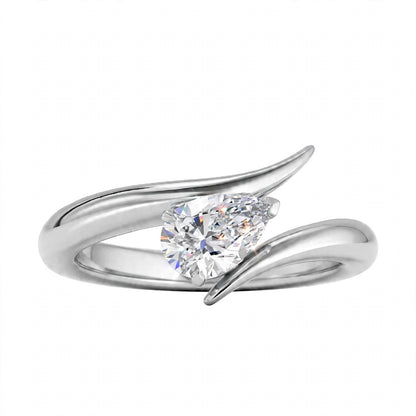 14K Yellow Gold Pear-Cut Diamond Bypass Ring