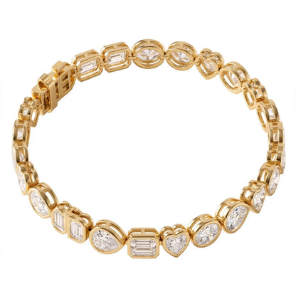 14K Yellow Gold Multi-Shape Bezel-Set Diamond Tennis Bracelet