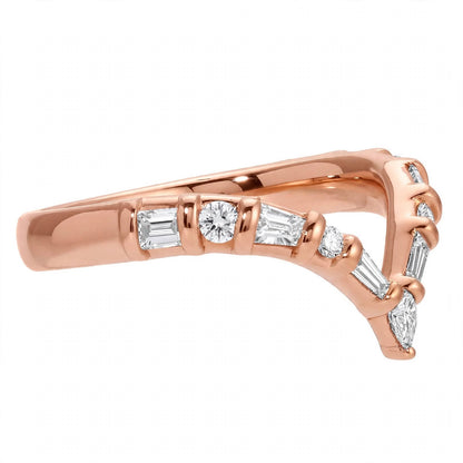 14K Yellow Gold Multi-Shape Diamond Chevron Contour Band