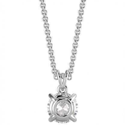 18K White Gold Round Cut Diamond Solitaire Pendant Necklace