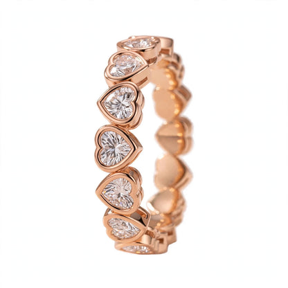 Bezel-Set Heart Cut Diamond Eternity Band