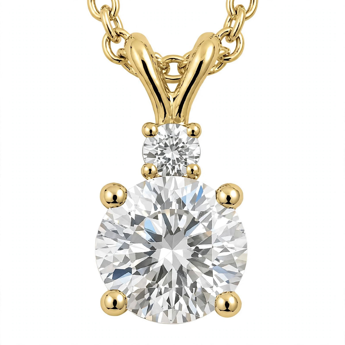 14K White Gold Radiant Dual-Stone Solitaire Diamond Pendant Necklace
