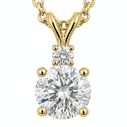 14K White Gold Radiant Dual-Stone Solitaire Diamond Pendant Necklace