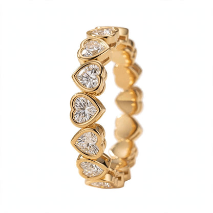 Bezel-Set Heart Cut Diamond Eternity Band