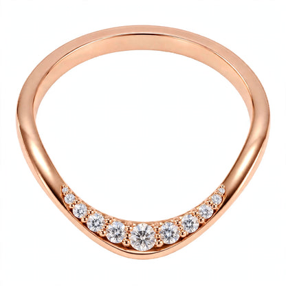 14K White Gold Shared-Prong Curved Diamond Wedding Band