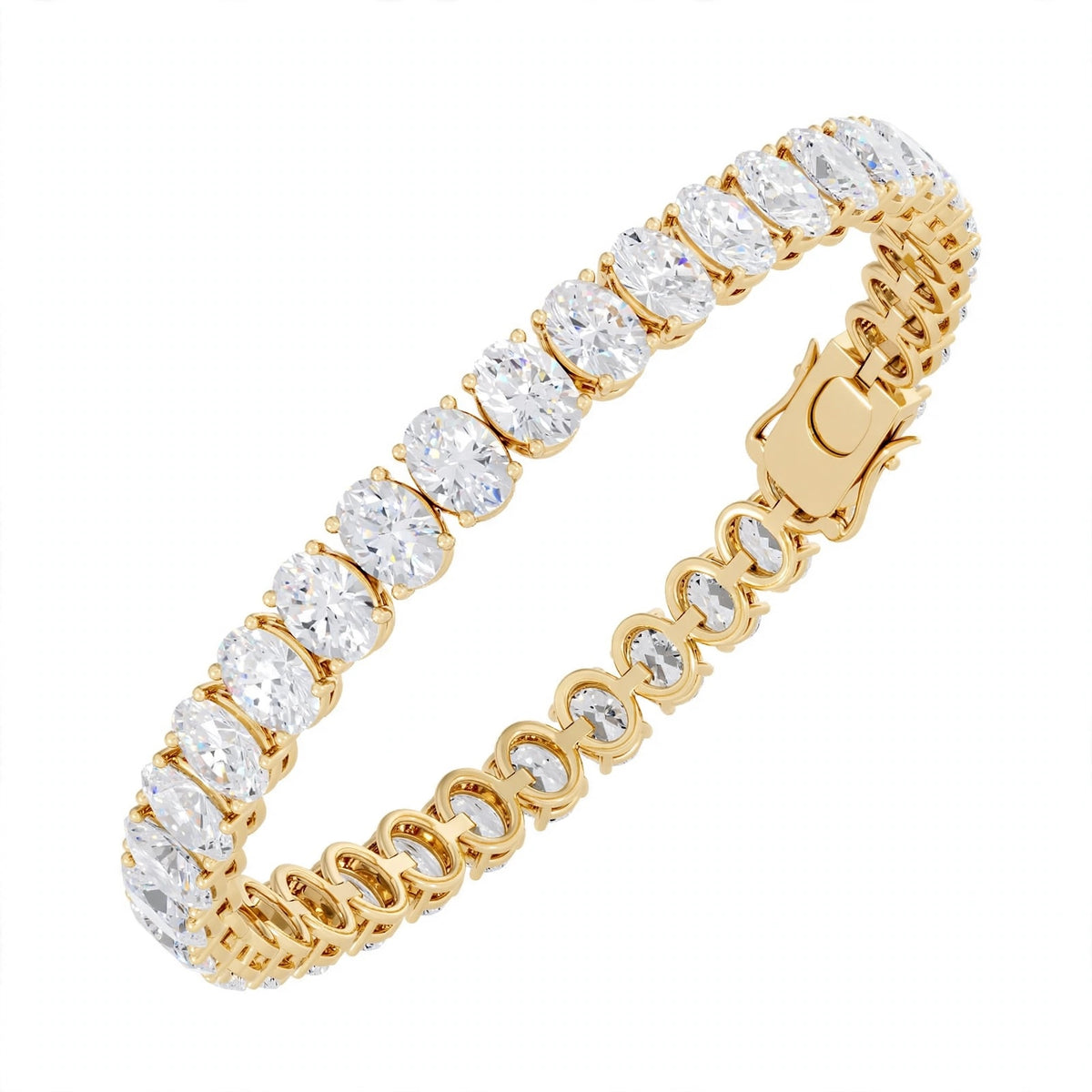 14K Yellow Gold Oval Cut Diamond Tennis Bracelet