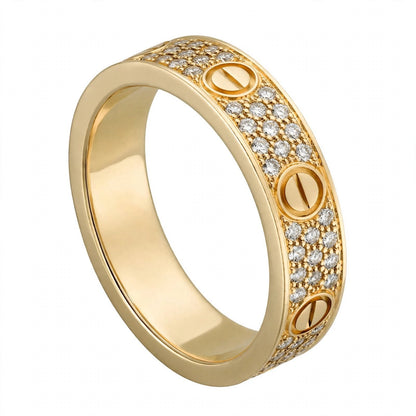 18K Yellow Gold Pavé Diamond Screw Motif Band
