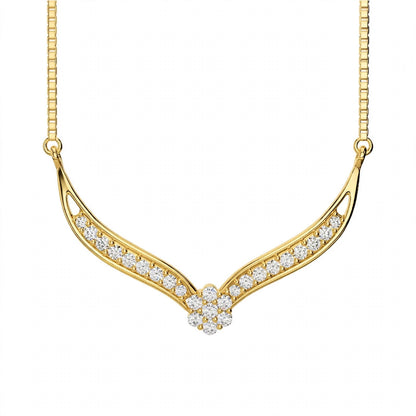 18K White Gold V-Shaped Chevron Diamond Necklace