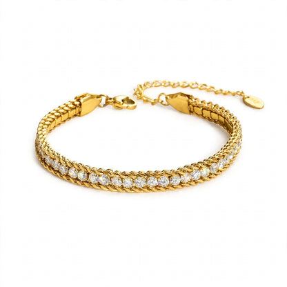 18K Yellow Gold Double Row Tennis Bracelet