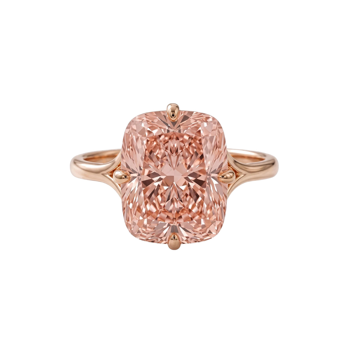 14K Rose Gold Elongated Cushion Cut Morganite Engagement Ring.