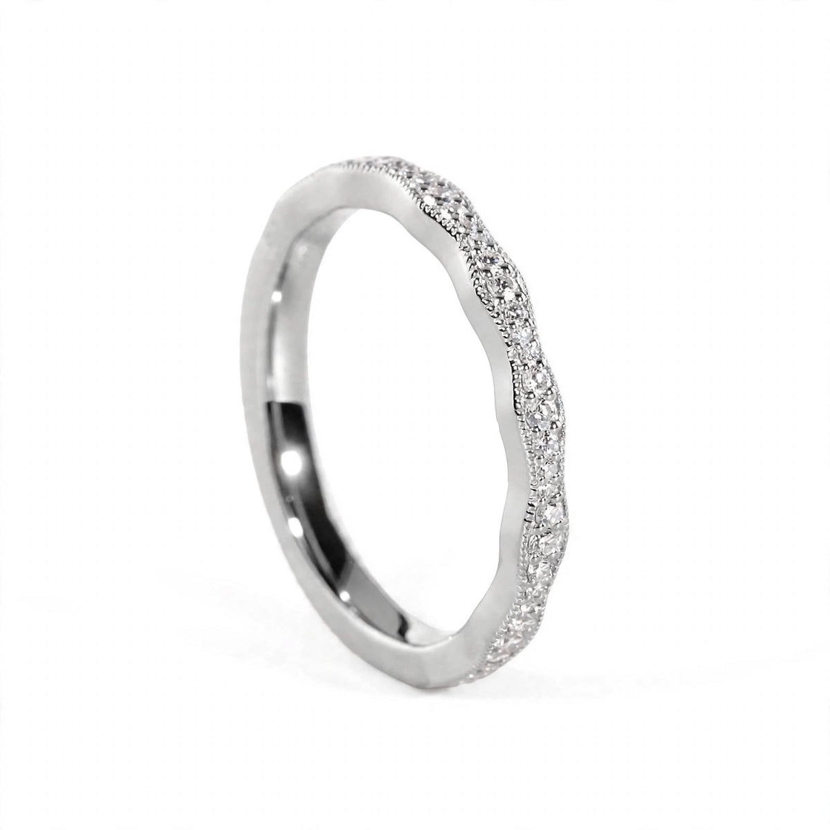 18K Rose Gold Pavé Wave Anniversary Band