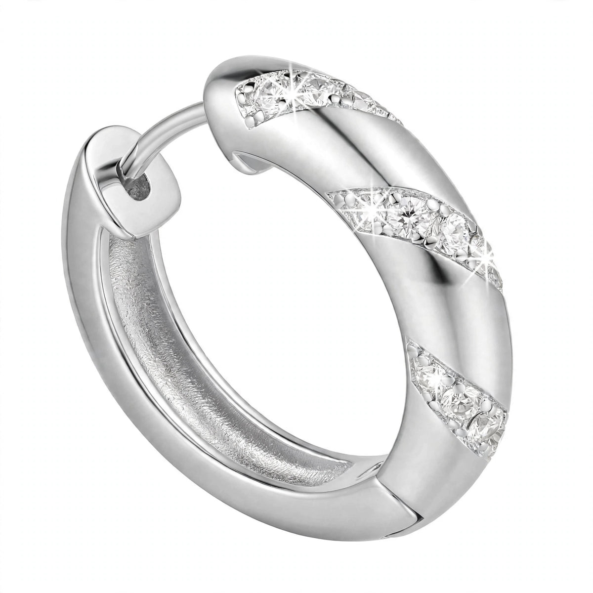 14K Yellow Gold Twisted Diamond Huggie Hoop Earrings