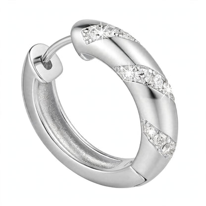 14K Yellow Gold Twisted Diamond Huggie Hoop Earrings