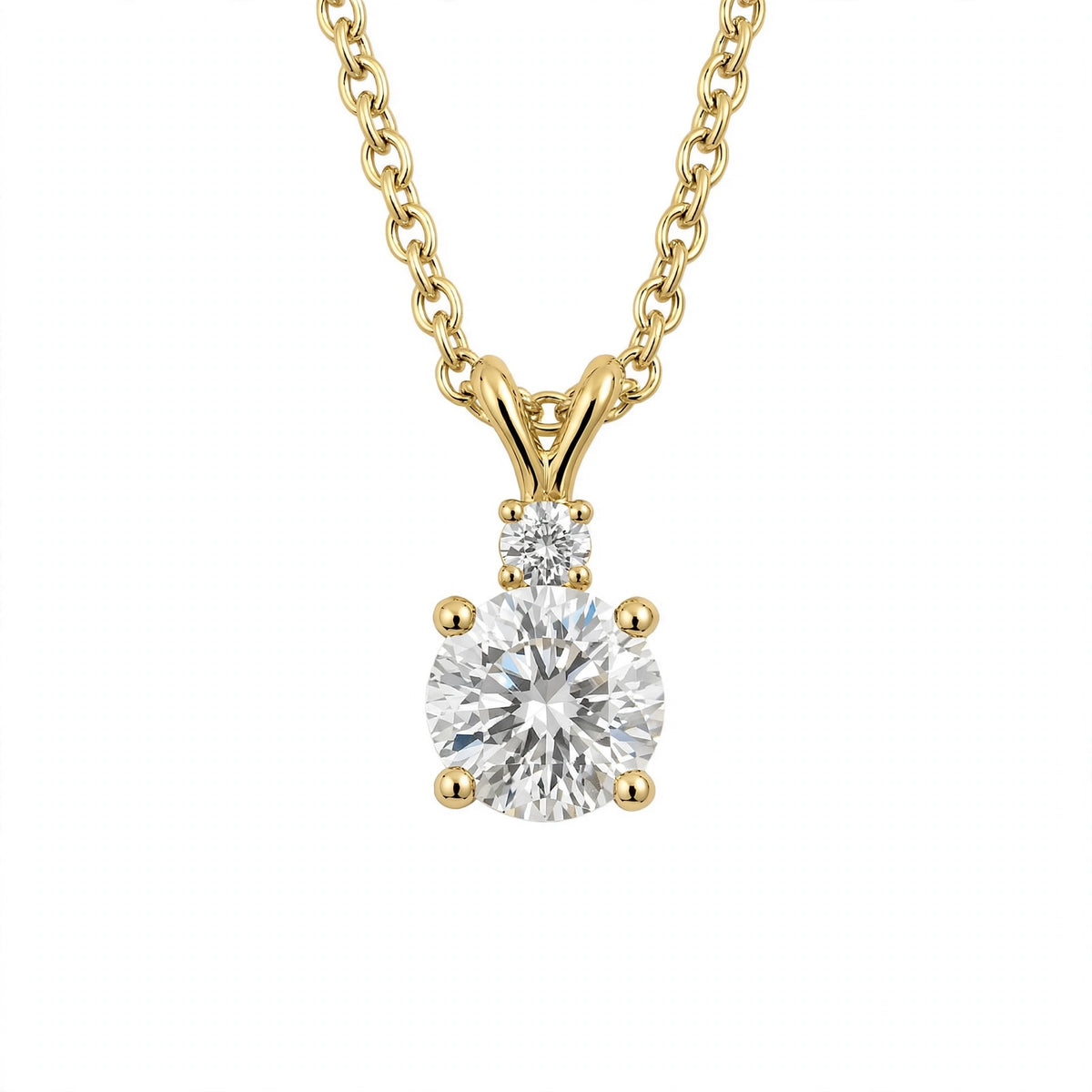 14K White Gold Radiant Dual-Stone Solitaire Diamond Pendant Necklace
