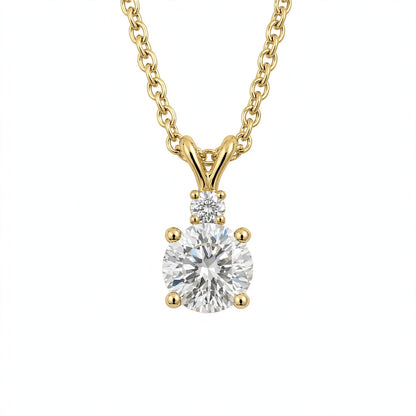 14K White Gold Radiant Dual-Stone Solitaire Diamond Pendant Necklace