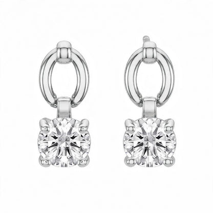 925 Sterling Silver Solitaire Brilliant-Cut Round Dangle Hoops