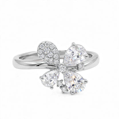 14K Yellow Gold Fancy Cluster Diamond Butterfly Ring