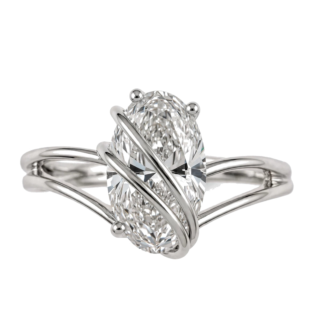 14K Yellow Gold Contemporary Split Shank Ring.