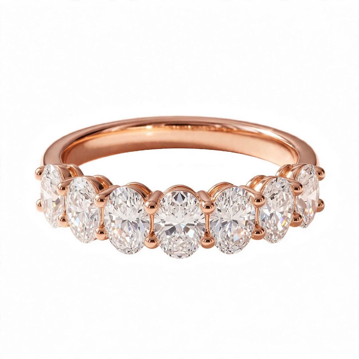 14K Yellow Gold Oval Cut Diamond Half-Eternity Band