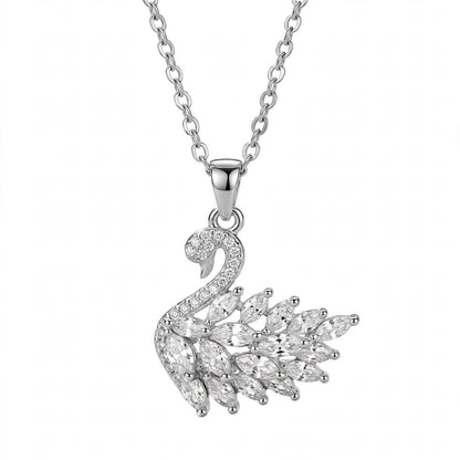 18K Rose Gold Plated Sterling Silver Swan Charm Necklace