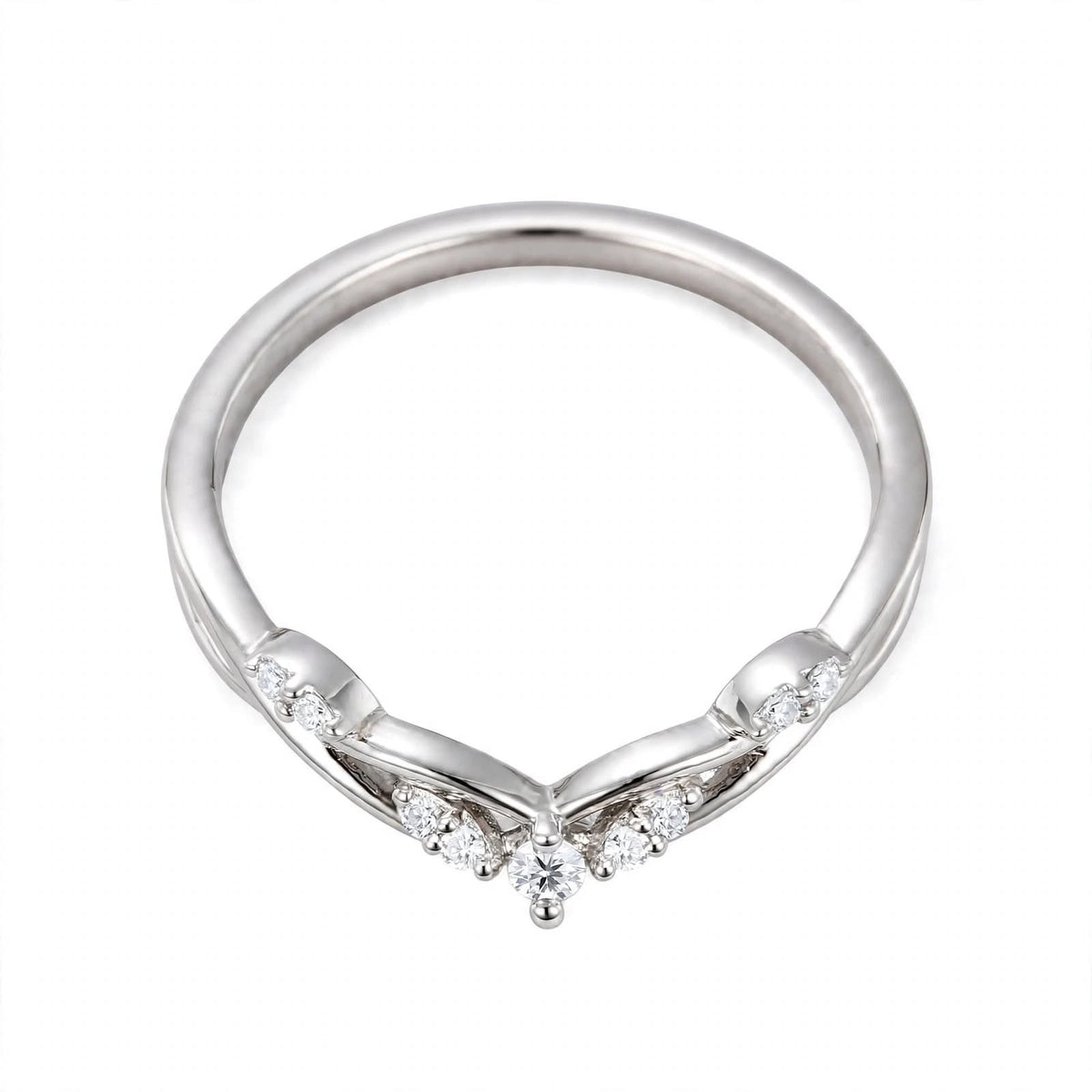 14K Yellow Gold Nature-Inspired Curved Diamond Wedding Band