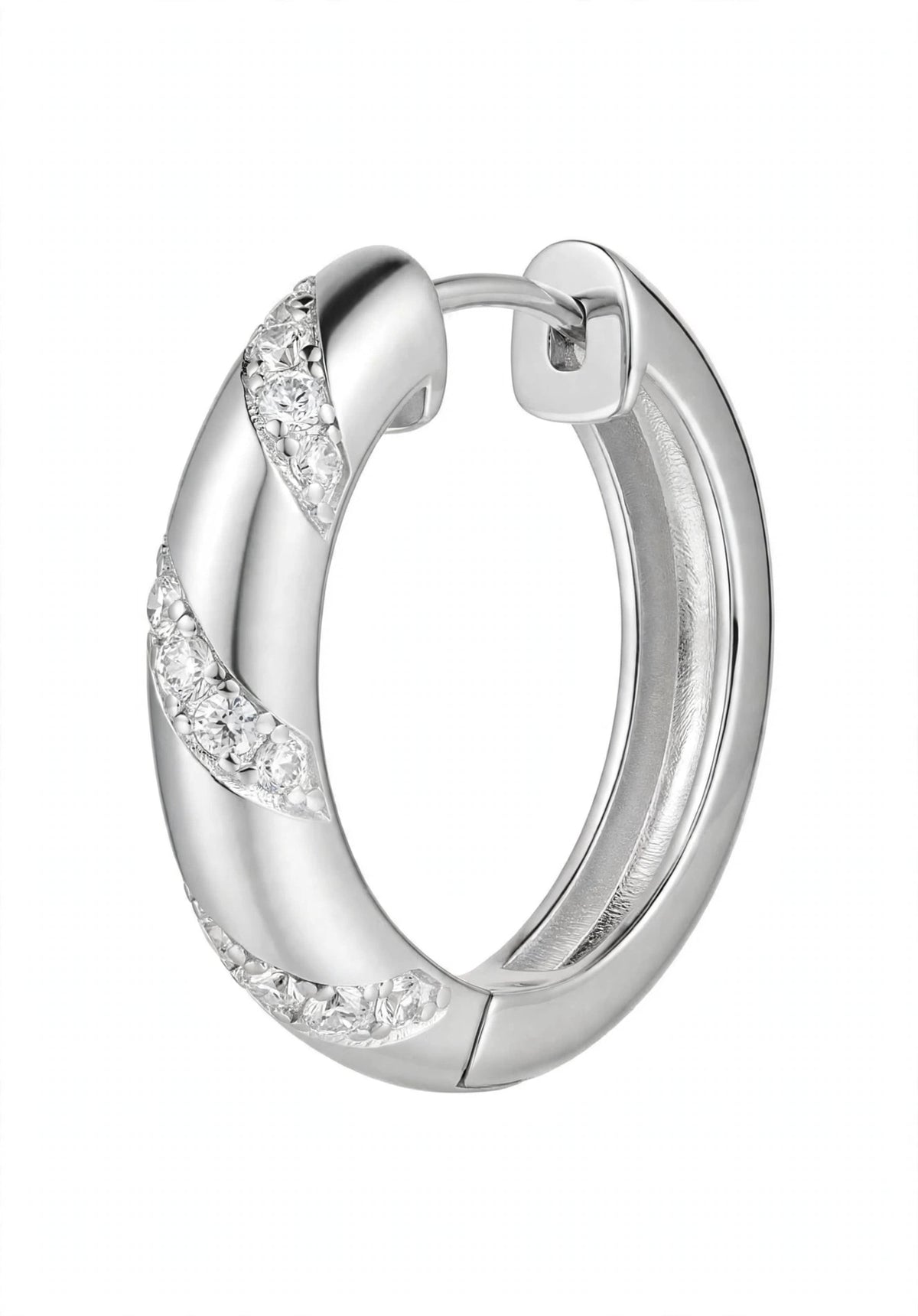 14K Yellow Gold Twisted Diamond Huggie Hoop Earrings