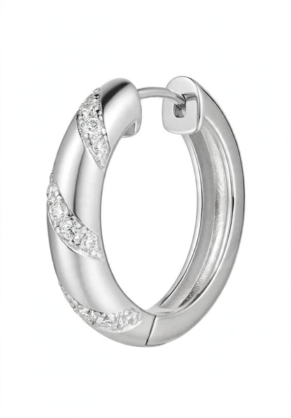 14K Yellow Gold Twisted Diamond Huggie Hoop Earrings