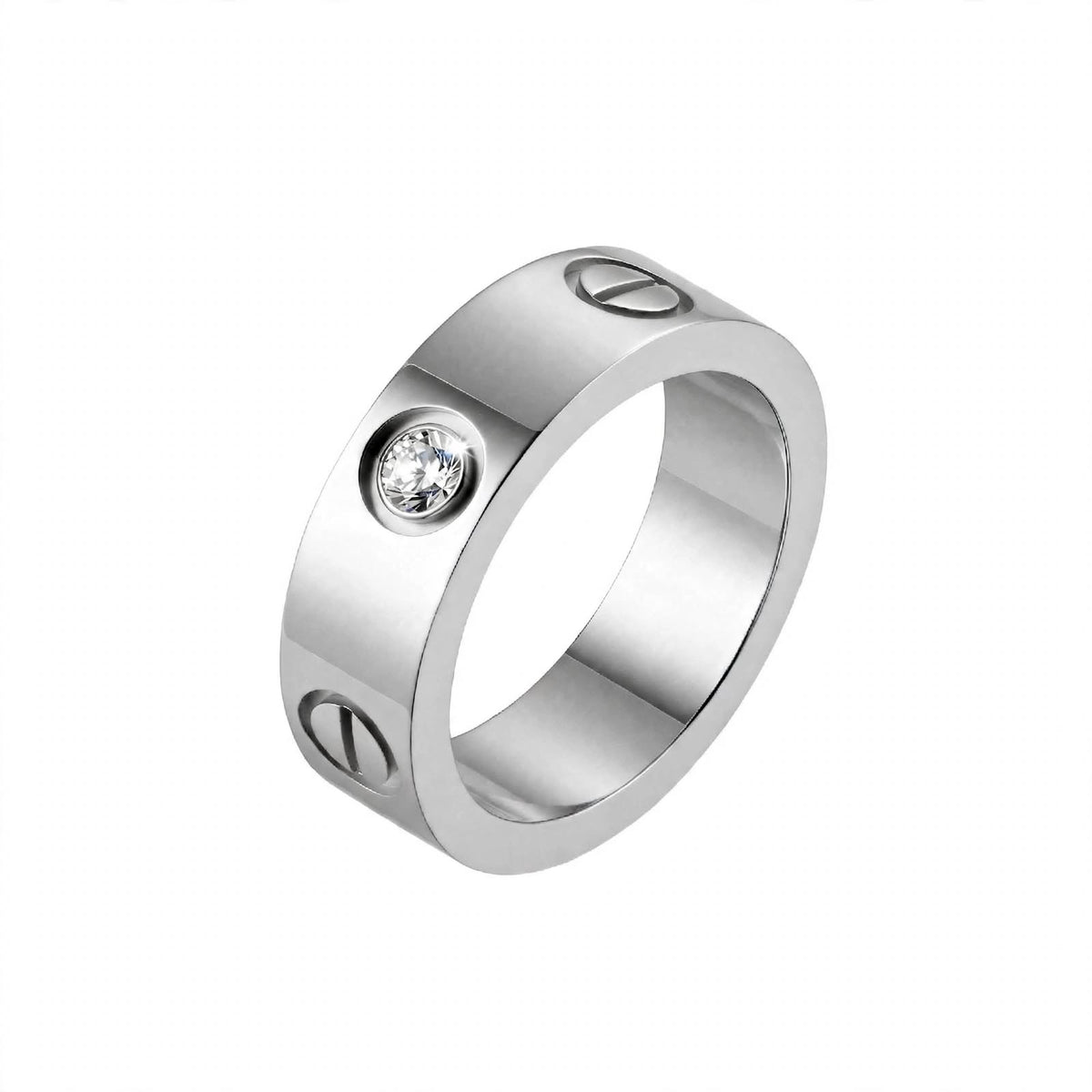14K Yellow Gold Screw Motif Diamond Band Ring