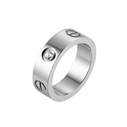 14K Yellow Gold Screw Motif Diamond Band Ring