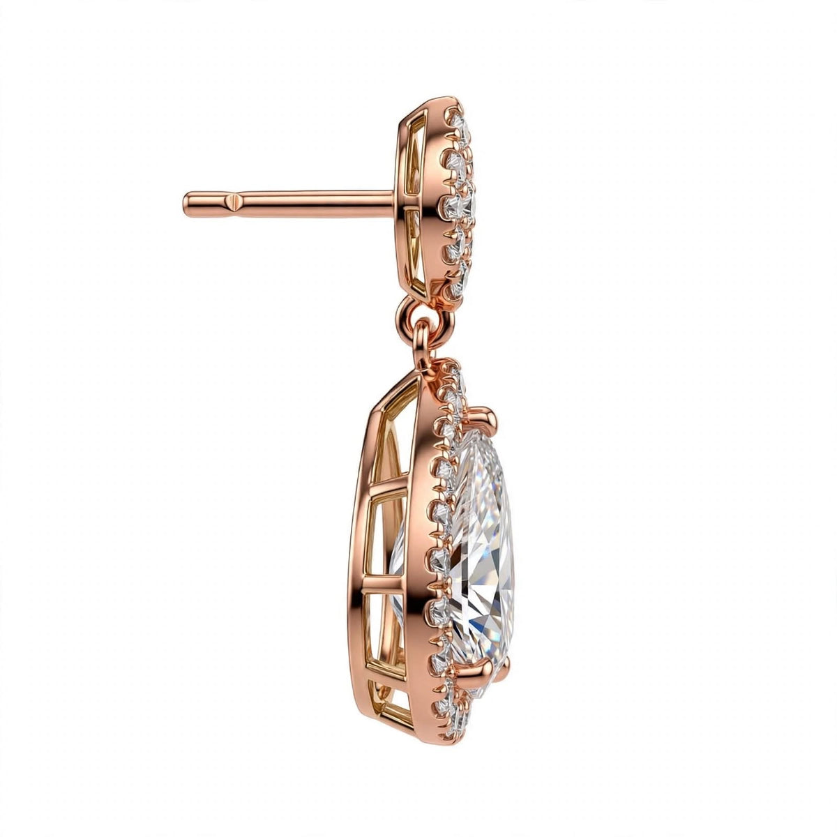 14K Rose Gold Pear Shaped Drop Earrings
