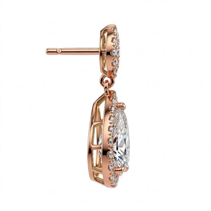 14K Rose Gold Pear Shaped Drop Earrings