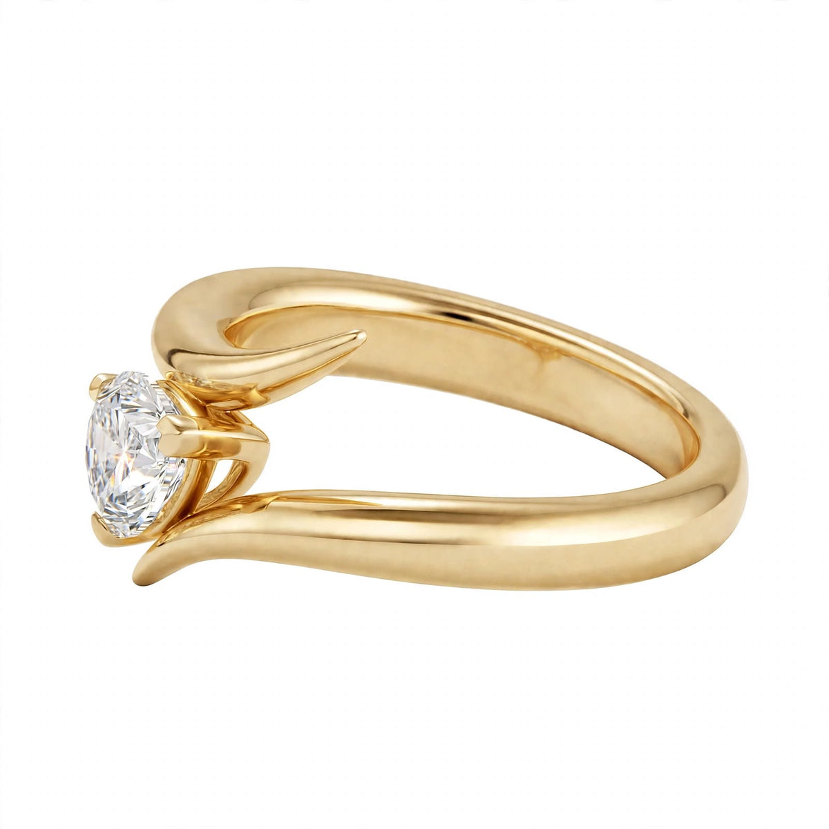 14K Yellow Gold Pear-Cut Diamond Bypass Ring