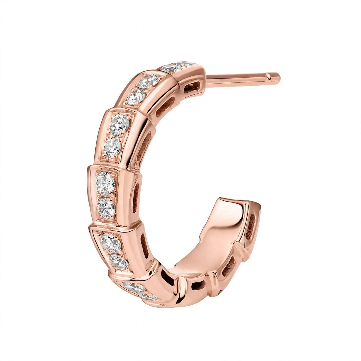 14K Yellow Gold Serpenti Diamond Hoop Earrings