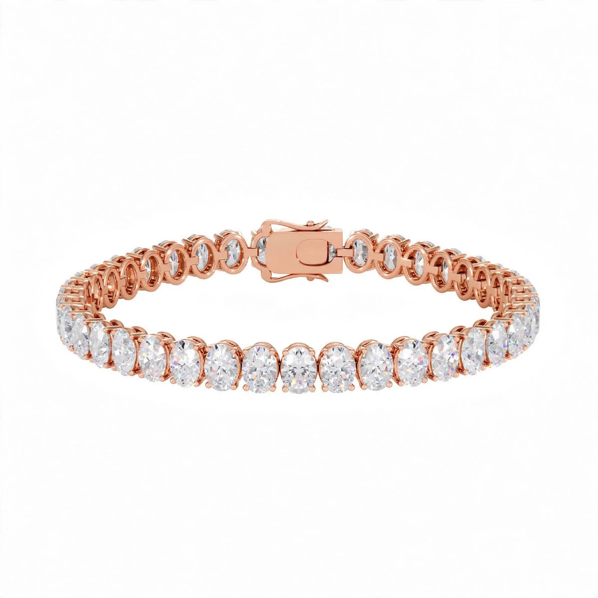 14K Yellow Gold Oval Cut Diamond Tennis Bracelet