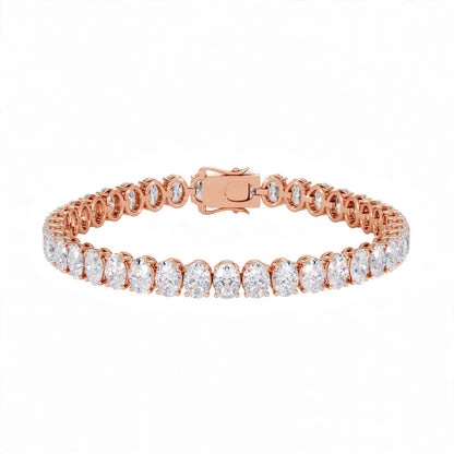 14K Yellow Gold Oval Cut Diamond Tennis Bracelet