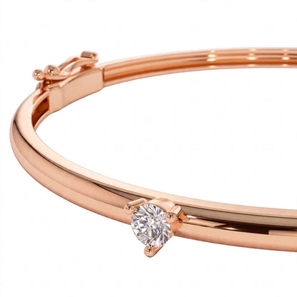 14K Yellow Gold Solitaire Diamond Bangle Bracelet